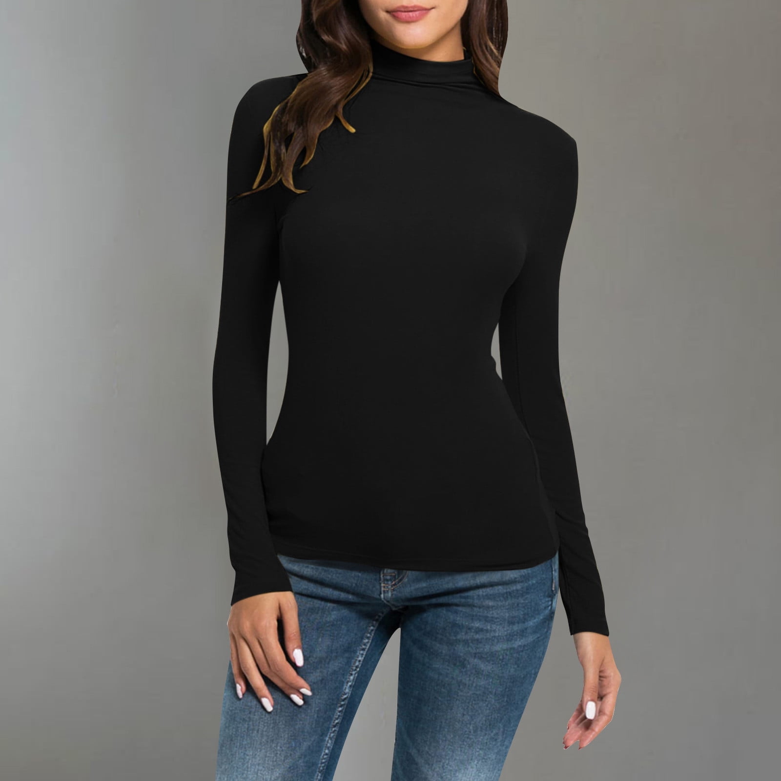 Bnwani Black Turtle Necks For Womens Long Sleeve- Loose Fit Fashion ...