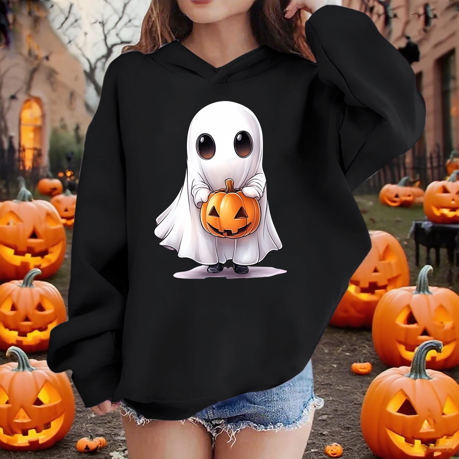 Boys Black Printed Cotton Sweatshirt