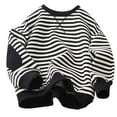 thumbnail image 1 of Bnwani Black Kids Hoodie Sweatshirt Boys New Fashion Crew Neck Long Sleeve Casual Striped Size 3-4t, 1 of 2