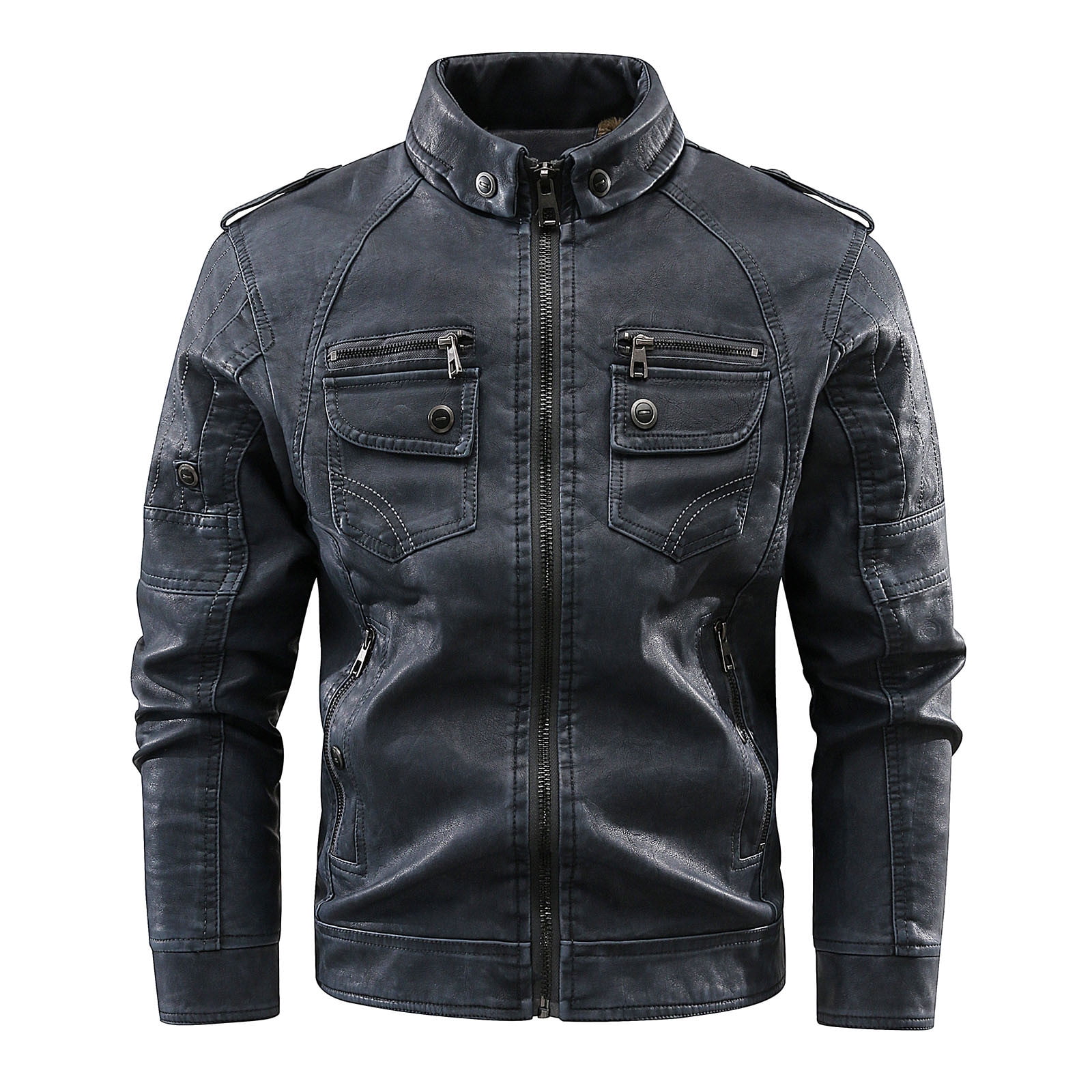 Bnwani Men Winter Jacket Faux Leather Men's Long-Sleeved Bnwani Men Winter Jacket Faux Leather Men's Long-Sleeved