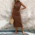 thumbnail image 1 of Bnwani Vacation Dresses for Women,Dresses for Women,Mock Neck,Back Slit,Casual,Sleeveless,Brown,XL, 1 of 6