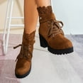 thumbnail image 1 of Bnwani Boots Women Fall Winter Fashion Toe Zipper Mid-Heel Thick Chunky High Ankle Versatile Casual Boot Brown Size 5.5, 1 of 8