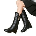 thumbnail image 1 of Bnwani Boots Women Fashion Thick Wedge Warm Tassel Snow Boot Black Size 4.5, 1 of 7