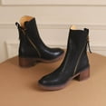 thumbnail image 1 of Bnwani Boots Women Fashion Toe Zipper Thick Chunky Versatile Casual Retro Boot Black Size 5.5, 1 of 8