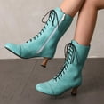 thumbnail image 1 of Bnwani Boots Women New Winter Fashion Toe Zipper High-Heel High Ankle Versatile Casual Boot Green Size 9, 1 of 8