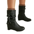 thumbnail image 1 of Bnwani Boots Women New Winter High-Heel Wedge High Mid-Calf 0 Boot Black Size 4.5, 1 of 9