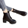 thumbnail image 1 of Bnwani Boots Women Toe High-Heel Thick Chunky High 0 Boot Black Size 4.5, 1 of 8