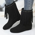 thumbnail image 1 of Bnwani Boots Women Toe Mid-Heel Mid-Calf Casual Solid Boot Black Size 5.5, 1 of 9