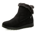 thumbnail image 1 of Bnwani Boots Women Winter Fashion Toe Flat Mid-Calf Ankle Fleece Warm Snow Boot Black Size 4.5, 1 of 3