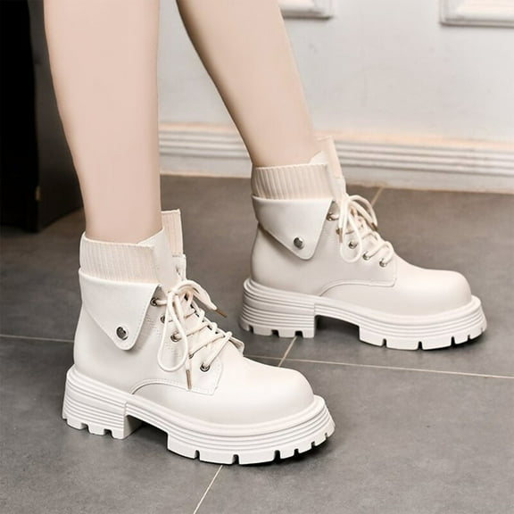 Bnwani Boots Women Winter Zipper Ankle Warm Outdoor Proof Comfortable Snow Boot White Size 6