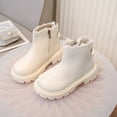 thumbnail image 1 of Bnwani Boots for Girls Ankle PU Leather Side Zipper Lace Flat Princess Booties 3-9 Years, 1 of 8