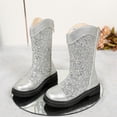 thumbnail image 1 of Bnwani Boots for Girls PU Leather Sequined Bow Boots 3-11 Years, 1 of 6