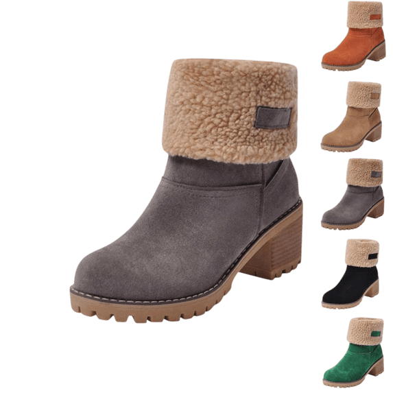 Bnwani Boots for Women,Ankle Boots,Non-slip,Warm,Block,Round Toe,Gray,43(US:9.5)