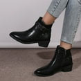 thumbnail image 1 of Bnwani Boots for Women Fall Winter Pile Pointed Toe Mid-Heel Chunky Solid Boot Black Size 5, 1 of 7