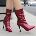 thumbnail image 1 of Bnwani Boots for Women Fall Winter Pointed High-Heel High Knight Boot Red Size 8.5, 1 of 5