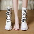 thumbnail image 1 of Bnwani Boots for Women Fashion Toe Thick Chunky Mid-Calf Casual Solid Boot White Size 6.5, 1 of 7