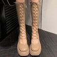 thumbnail image 1 of Bnwani Boots for Women Knee High Fashion Thick Knee-High Strap Casual Knight Boot Yellow Size 6.5, 1 of 9