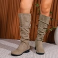 thumbnail image 1 of Bnwani Boots for Women New Pile Flat Mid-Calf Knight Suede Boot Yellow Size 7, 1 of 7