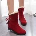 thumbnail image 1 of Bnwani Boots for Women Toe Mid-Heel Mid-Calf Solid Retro Boot Red Size 4.5, 1 of 7