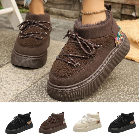 Bnwani Boots for Women,Winter Boots,Round Toe,Stability,Non-slip,Warm,Coffee,40(US:7.5)