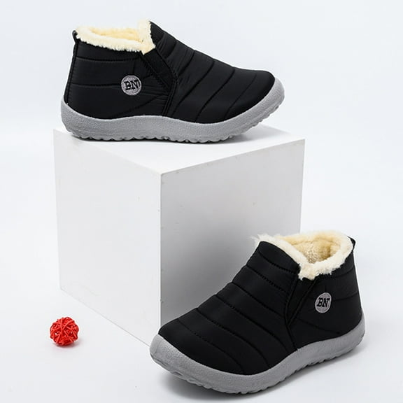 Bnwani Boots for Women Winter Cotton Zipper Thick Warm Proof Snow Boot Black Size 7.5