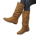 thumbnail image 1 of Bnwani Boots for Women Zipper Flat Mid-Calf Casual Boot Brown Size 7.5, 1 of 5