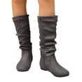 thumbnail image 1 of Bnwani Boots for Women Zipper Flat Mid-Calf Casual Boot Gray Size 6.5, 1 of 5