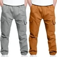thumbnail image 1 of Bnwani Boy Pants School Uniform Pants Cargo Sports Casual Stretch Elastic Waist Joggers Solid with Pockets Pant Orange 2 Pack, 1 of 8