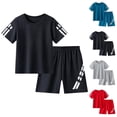 thumbnail image 1 of Bnwani Boys Athletic Outfit Sets Performance Running 2 Piece Crew Neck Pullover Shirts and Shorts Black Sizes 2-10, 1 of 3