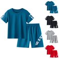 thumbnail image 1 of Bnwani Boys Athletic Outfit Sets Running Crew Neck 2 Piece Pullover Comfortable Shirts and Shorts Blue Sizes 2-10, 1 of 3
