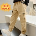 thumbnail image 1 of Bnwani Joggerss for Boys Cargo Cotton Casual Outwear Long Fashion Pant Yellow Size 9 Years, 1 of 4