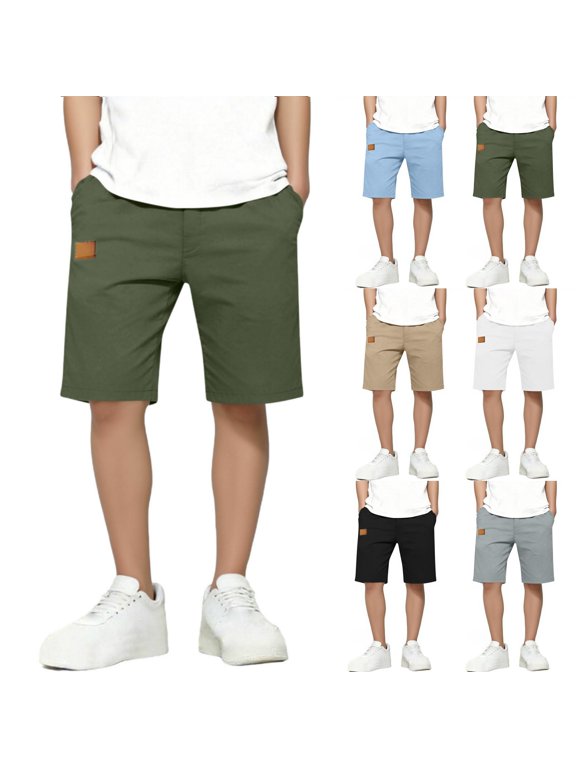 Boys Pull On Shorts Casual Elastic Waist Soft Summer Shorts Army Green Sizes 5-15
