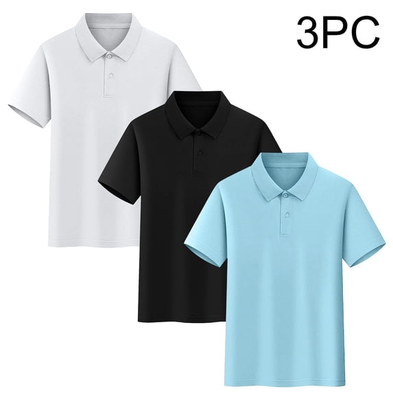 Bnwani Boys Shirts Casual Solid Color Shirts for Boys Collared Pullover Tee Light Blue Sizes 3-16