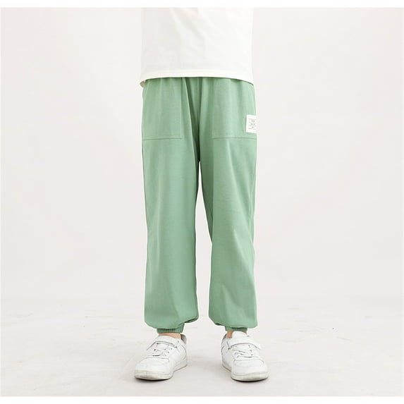 Bnwani Boys Sweatpants Long Sports Lantern Elastic Thin Mosquito Proof Pants Green 12 Years