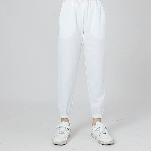 Bnwani Boys Sweatpants for Boys Long Sports Elastic Thin Mosquito Proof Pants White 12 Years