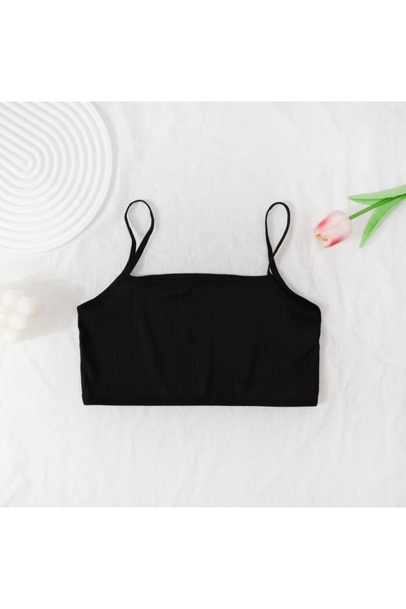 Bras Girls Comfortable Breathable Thin Puberty Camisole Solid Bra Gray