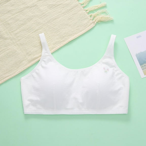 Bnwani Bras Girls Comfortable Breathable Thin Puberty Undewear Solid Bra Green Size 14-15 Years