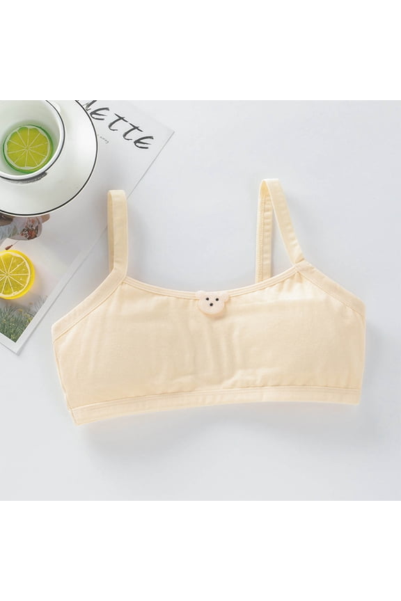 Bras Girls Teen Comfortable Breathable Thin Puberty Camisole Solid Bra White