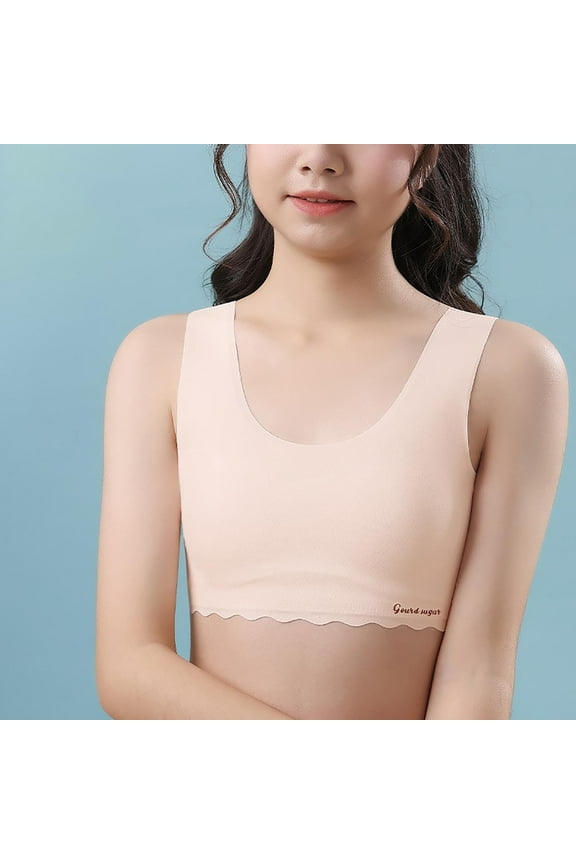 Bras Girls Teen Comfortable Breathable Thin Puberty Camisole Solid Bra White