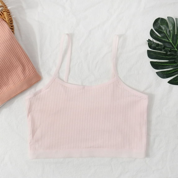 Bnwani Bras Girls Teen Seamless Comfortable Adolescence Camisole Solid Bra White Size 15-16 Years