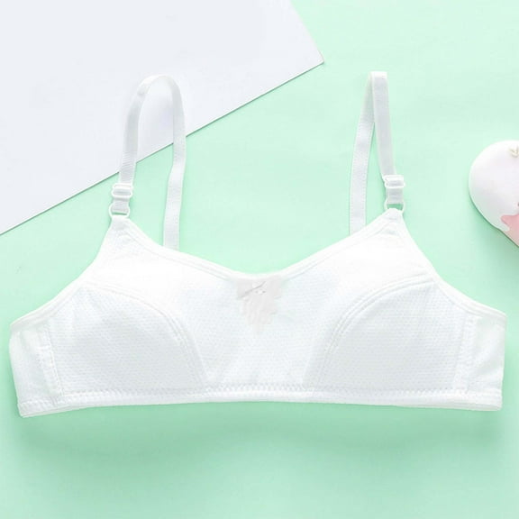 Bnwani Bras Teen Girls Comfortable Breathable Thin Puberty Camisole Solid Bra White