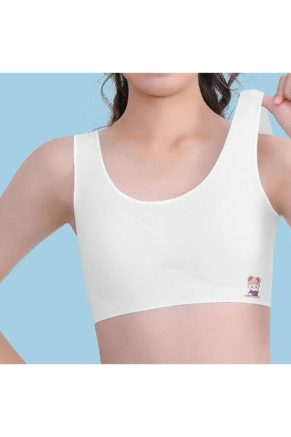 Bras Teens Comfortable Breathable Thin Puberty Camisole Solid Bra Blue