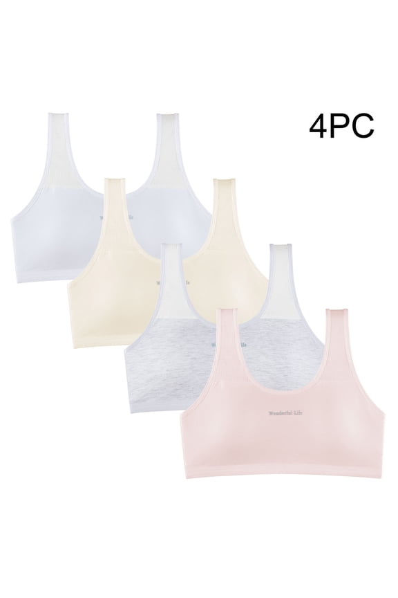 Bras for Girls Comfortable Breathable Thin Puberty Undewear Solid Bra Black Size 16-17 Years