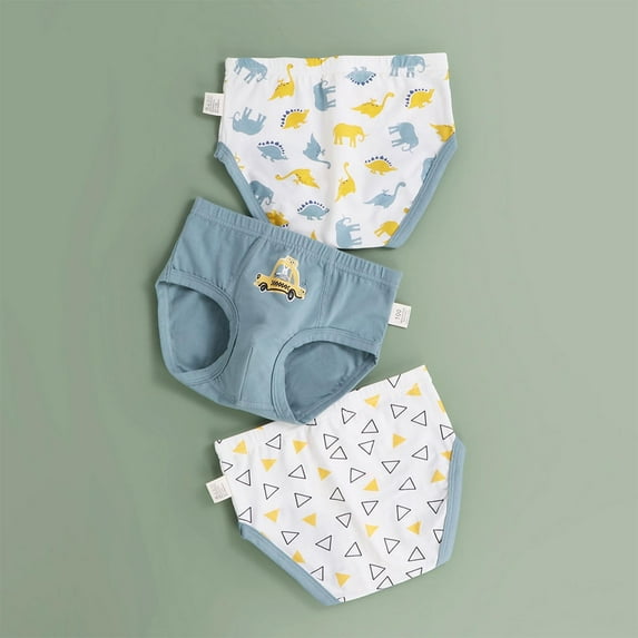 Bnwani Brief Underwear for Boys Comfortable Dinosaur Printed Panties 3-Pack