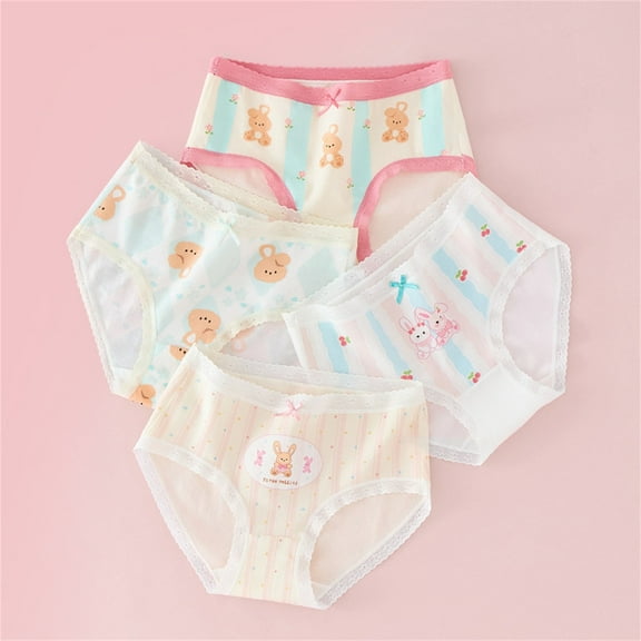 Bnwani Brief Underwear for Girls Cotton Antibacterial Printed Panties 4-Pack