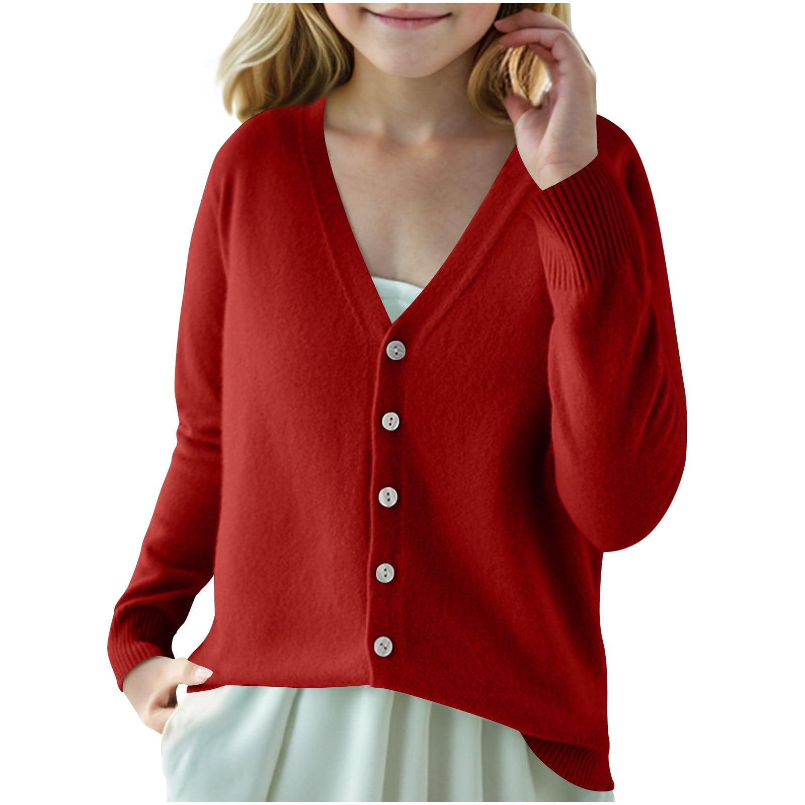 Kid Girl Single-breasted Cardigan Sweater