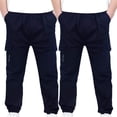 thumbnail image 1 of Bnwani Cargo Pants for Toddler Girls Sports Casual Stretch Elastic Waist Joggers Solid with Multiple Pockets Pant Blue 2 Pack, 1 of 3