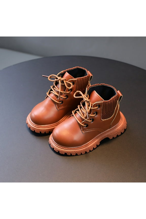 Childs Casual Shoes Girl Lace Shoes Toddler Girls Boys Elastic Fashion Boots Brown Size 26