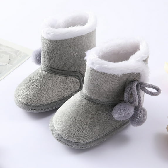 Bnwani Childs Solidcasual Shoes Infant Girl Shoes Toddler Boys Non-Slip Soft-Soled Warm Winter Snow Boots Gray Size 0-6 M