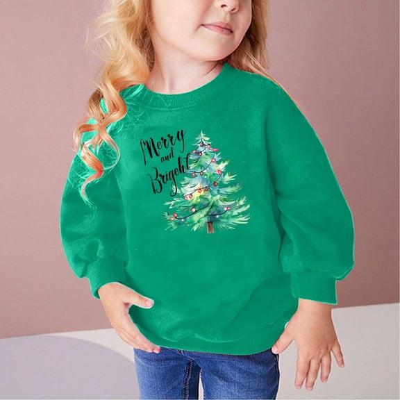 Bnwani Christmas Boys Sweatshirts Winter Long Sleeve Cotton Print Green Size 5t